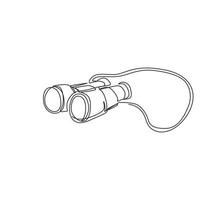 Single one line drawing binoculars optical instrument. Glass lenses for viewing distant objects, to make a prognosis, research future. Modern continuous line draw design graphic vector illustration