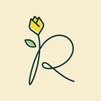 Initial R Tulip Flower vector