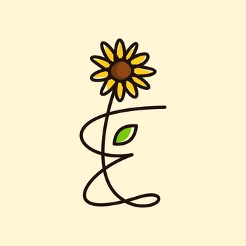 Initial E Sun Flower vector