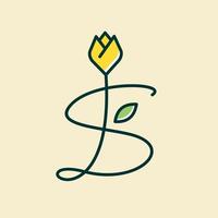 Initial S Tulip Flower vector