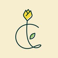 Initial C Tulip Flower vector