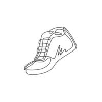 Continuous one line drawing running shoes icon, fitness and sport, gym sign, linear pattern. Fitness sneakers shoes for training, running shoe. Sport shoes set. Single line draw design vector graphic