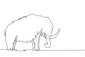 una sola línea continua que dibuja la identidad del logotipo de la gran empresa mamut. animal prehistórico de la edad de hielo. elefantes, colmillos, especies de elefantes. Ilustración de vector de diseño gráfico de dibujo de una línea dinámica