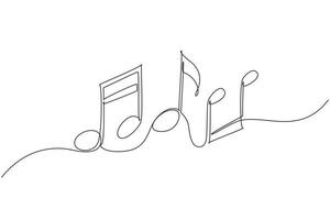 Single one line drawing sheet music icon in trendy flat style isolated on background. Musical symbol in one linear minimalist style. Trendy abstract wave melody. Continuous line draw design graphic vector