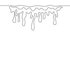 Continuous one line drawing liquid drop. Water blot, splashes, blobs. Stain of paint flowing and drips. Abstract aqua shapes isolated on white background. Single line draw design vector illustration