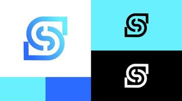S Monogram Line Circuit Technology Logo Design Concept