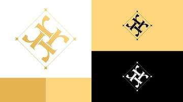 Golden Square Shiny Luxury Monogram R Logo Design Concept