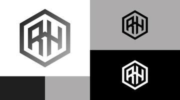 concepto de diseño de logotipo corporativo hexagonal monograma rh vector