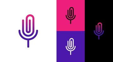 Paper Clip Podcast Mic Logo Design Concept
