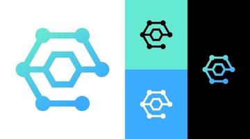 Hexagonal Molecule Technology Logo Design Concept vector