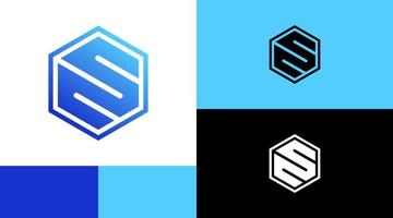 concepto de diseño de logotipo de monograma corporativo hexagon sm vector