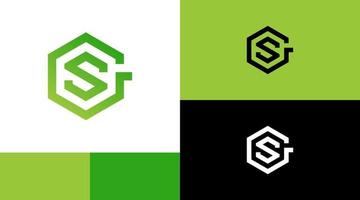 concepto de diseño de logotipo corporativo monograma hexagonal gs vector