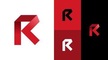 concepto de diseño de logotipo plegable de monograma rojo r vector