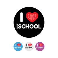 I Love Back to School Text with Red Hearts Isolated on Black Background, Vector illustration.