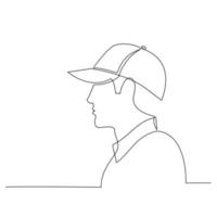 hombre sombrero gorra una línea dibujo vector diseño