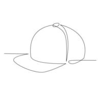 gorra de sombrero dibujo de una línea aislado sobre fondo blanco vector