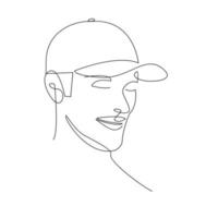 hombre sombrero gorra una línea dibujo vector diseño