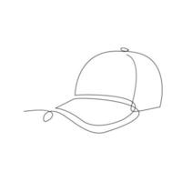 dibujo de una línea de gorro de sombrero aislado en fondo blanco vector