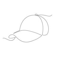 dibujo de una línea de gorro de sombrero aislado en fondo blanco vector