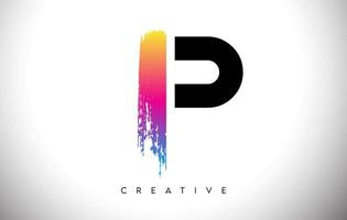 P Brush Stroke Artistic Letter Logo Design with Creative Modern Look Vector and Vibrant Colors