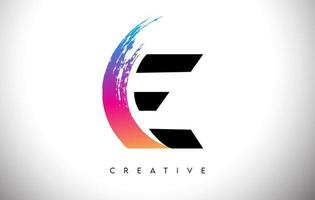 E Brush Stroke Artistic Letter Logo Design with Creative Modern Look Vector and Vibrant Colors