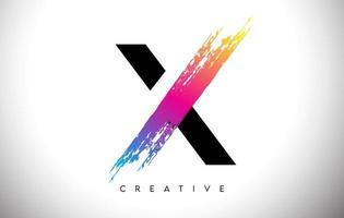 diseño de logotipo de letra artística de trazo de pincel x con vector de aspecto moderno creativo y colores vibrantes