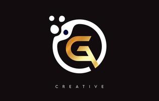 Golden Letter G Logo with Dots and Bubbles inside a Circular Shape in Gold Colors Vector