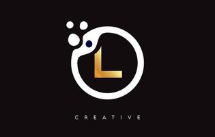 Golden Letter L Logo with Dots and Bubbles inside a Circular Shape in Gold Colors Vector