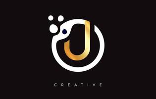 Golden Letter U Logo with Dots and Bubbles inside a Circular Shape in Gold Colors Vector