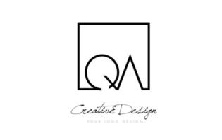 QA Square Frame Letter Logo Design with Black and White Colors. vector