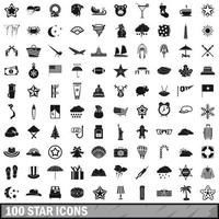100 star icons set, simple style