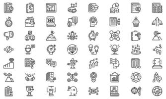 Realization icons set, outline style vector