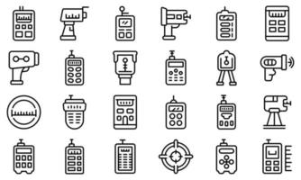 Laser meter icons set, outline style vector