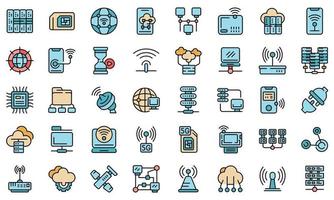 Internet provider icons set line color vector