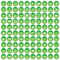 100 iconos de soporte establecer círculo verde vector