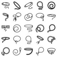 Lasso icons set, outline style vector