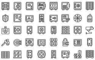 conjunto de iconos de sala de depósito, estilo de esquema vector