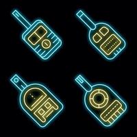 Glucose meter icons set vector neon