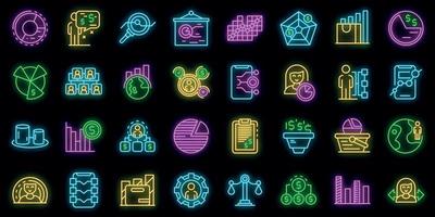 Market segmentation icons set vector neon