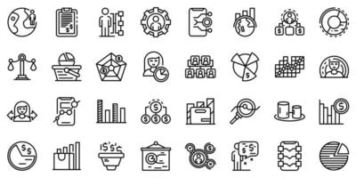 Market segmentation icons set, outline style vector