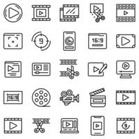 conjunto de iconos de montaje de clip, estilo de contorno vector