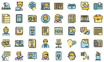 Personal assistant icons set vector flat