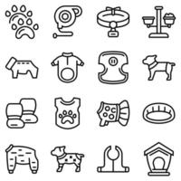 Dog clothes icons set, outline style vector