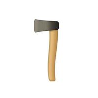 3d ax with wooden handle isolated on white background. Woodworking tool icon. Vector illustration