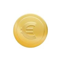 Gold euro coin isolated on white background. Vector illustration