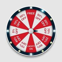 Spinning fortune wheel, lucky roulette, online promotion events, vector illustration
