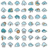 Cloudy weather icons set vector flat