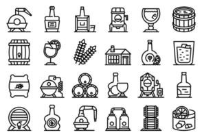 Bourbon icons set, outline style vector