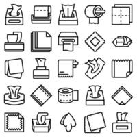 Tissue icons set, outline style vector