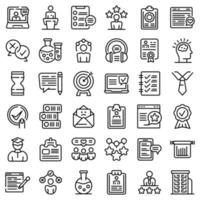 Experience icons set, outline style vector